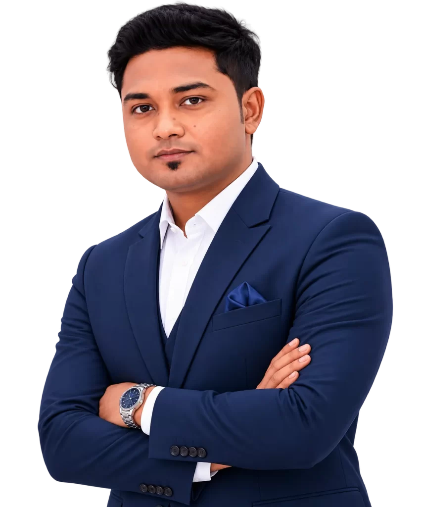 Lions Technologies team member in a professional business suit